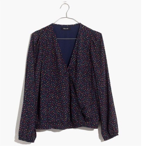 Madewell Black Wrap Blouse Long Sleeve - Picture 1 of 3